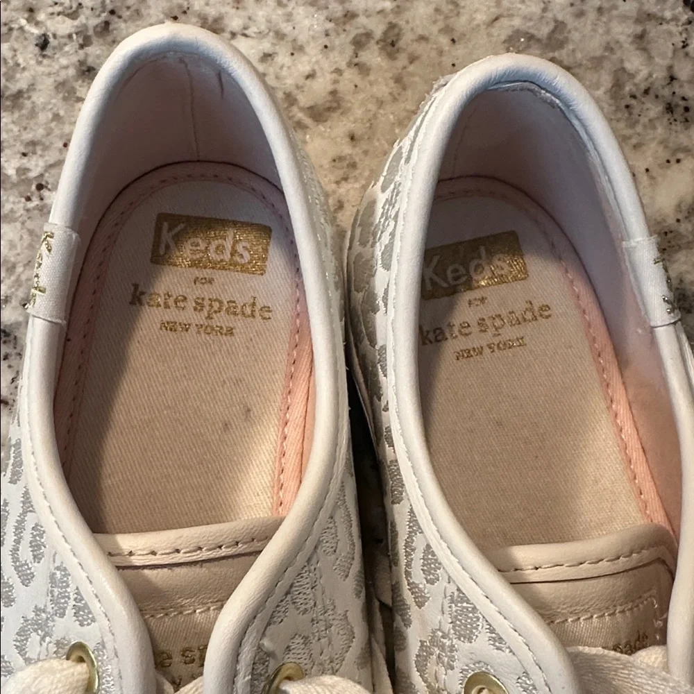 Kate Spade White embroidered leopard Patterned Sneakers